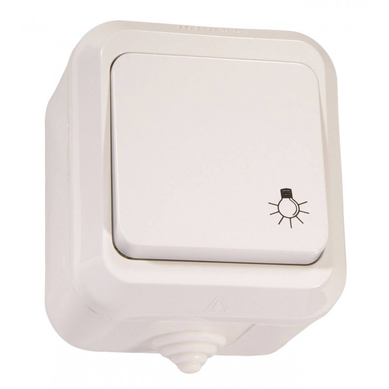 Aufputzlichttaster IP44 weiß 250V/10A