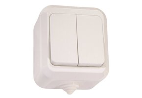 Aufputzdoppelschalter IP44 weiß 250V/10A