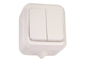 Aufputzdoppelschalter IP44 weiß 250V/10A