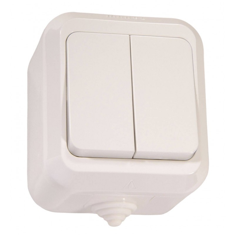 Aufputzdoppelschalter IP44 weiß 250V/10A