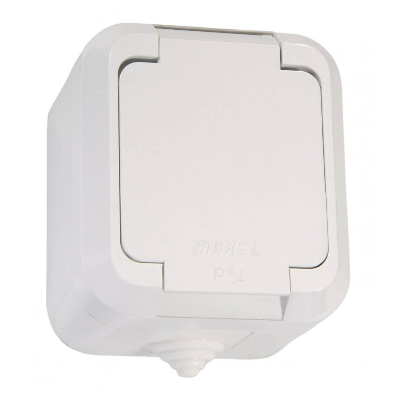 Aufputzsteckdose IP44 weiß 250V/16A