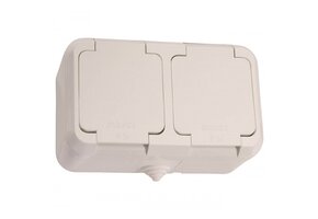 Aufputz Feuchtraumdoppelsteckdose IP44 weiß 250V/16A