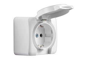 Aufputzklappdeckelsteckdose VIOLA weiß 250V/16A