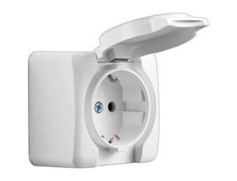 Aufputzklappdeckelsteckdose VIOLA weiß 250V/16A