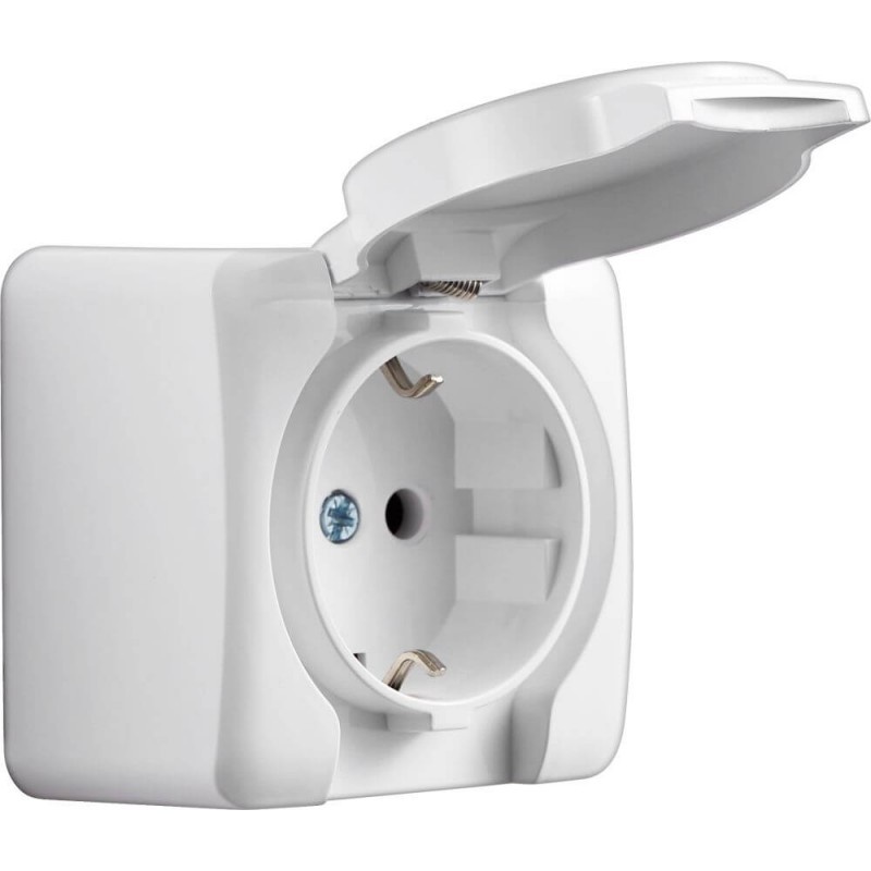 Aufputzklappdeckelsteckdose VIOLA weiß 250V/16A