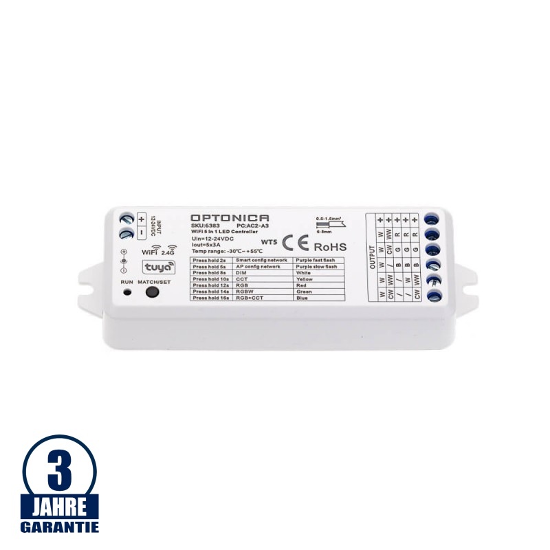 Tuya WiFi u. RF 5 in 1 Controller 12-24V 3A/5CH