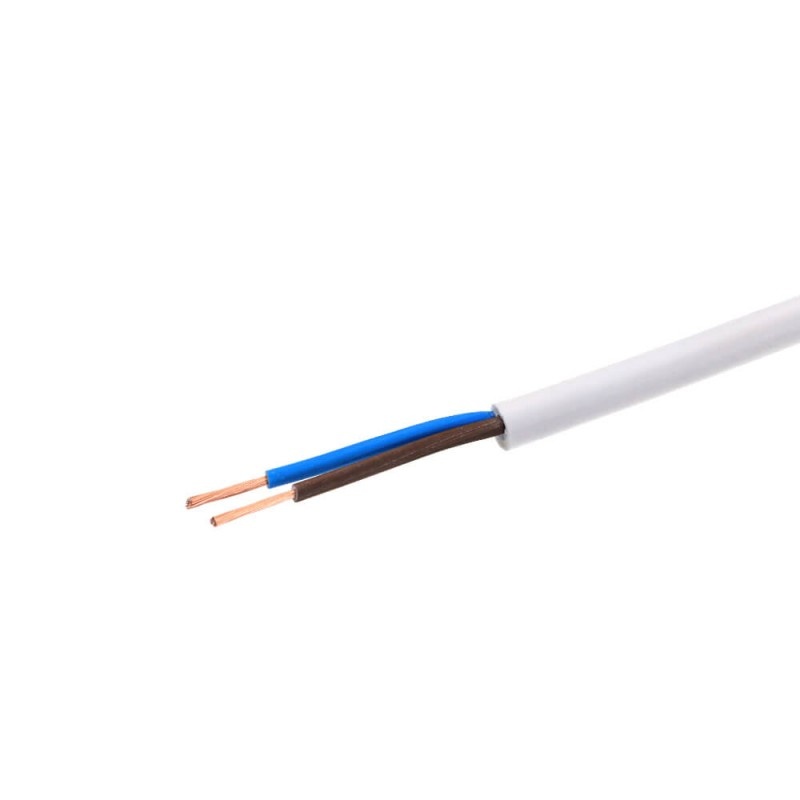 Schlauchleitung H05VV-F 2x1 weiß isoliert 1m