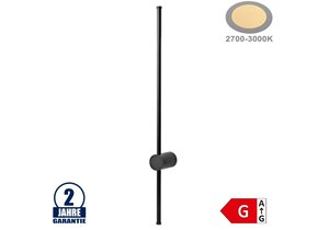 16W Wandleuchte Stabförmig Schwarz Warmweiß