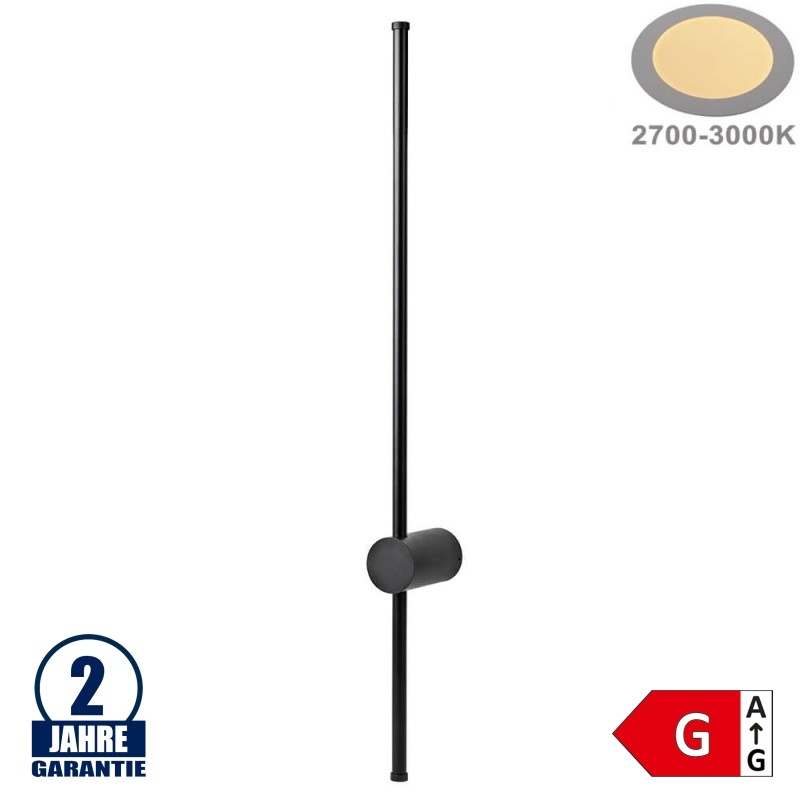 16W Wandleuchte Stabförmig Schwarz Warmweiß