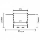 LED Profil 72x35mm Eloxiert Trockenbau 2m SET