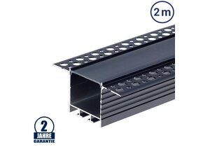 LED Profil 72x35mm Schwarz Trockenbau 2m SET mit schwarzer Abdeckung