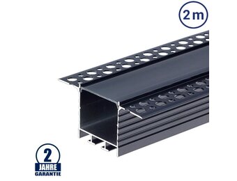 LED Profil 72x35mm Schwarz Trockenbau 2m SET mit schwarzer Abdeckung