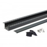 LED Profil 72x35mm Schwarz Trockenbau 2m SET mit schwarzer Abdeckung