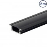 LED Profil Einbau Schwarz 2m mit schwarzer Abdeckung SET OP