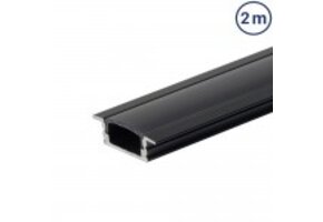 LED Profil Einbau Schwarz 2m mit schwarzer Abdeckung SET OP