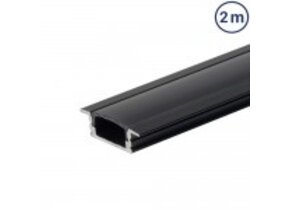 LED Profil Einbau Schwarz 2m mit schwarzer Abdeckung SET OP