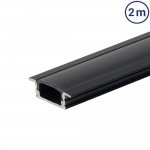 LED Profil Einbau Schwarz 2m mit schwarzer Abdeckung SET OP
