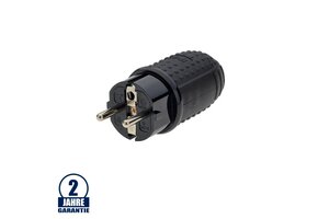 Schutzkontakt-Stecker Gummi schwarz IP44 16A