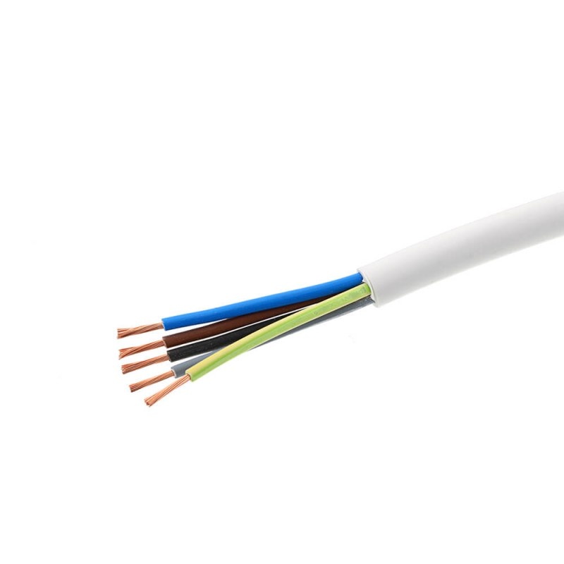 Schlauchleitung H05VV-F 5x1,5 weiß isoliert 1m