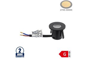 1W Möbeleinbauspot 230V Rund Schwarz Warmweiß