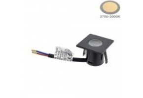 1W Möbeleinbauspot 230V Quadratisch Schwarz Warmweiß