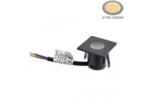 1W Möbeleinbauspot 230V Quadratisch Schwarz Warmweiß