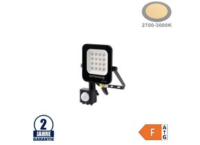 10W LED SMD Fluter schwarzes Gehäuse mit Bewegungsmelder Warmweiß