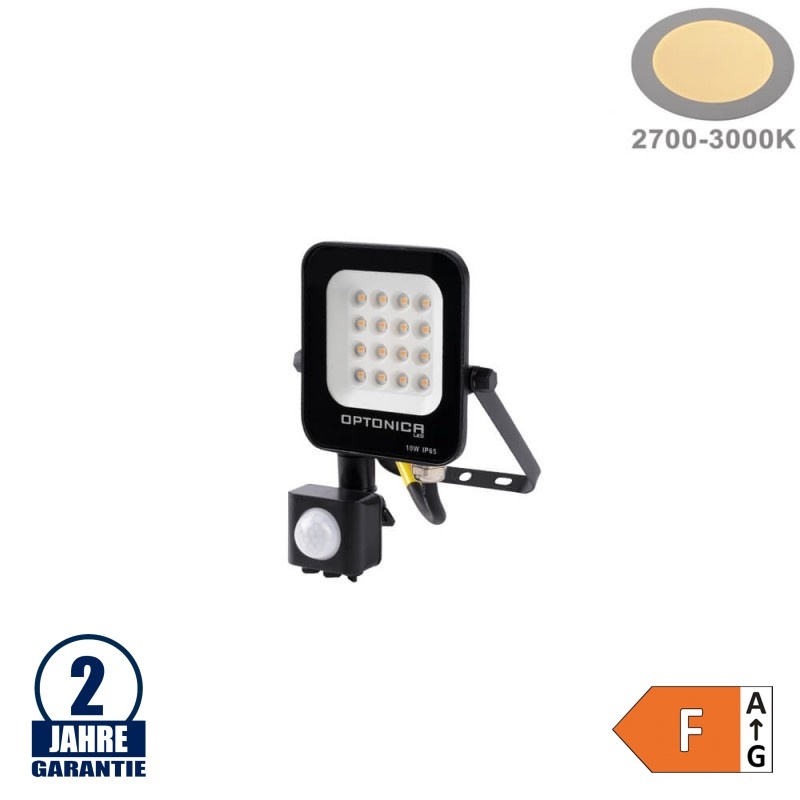 10W LED SMD Fluter schwarzes Gehäuse mit Bewegungsmelder Warmweiß