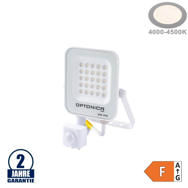 20W LED SMD Fluter weißes Gehäuse mit Bewegungsmelder Neutralweiß