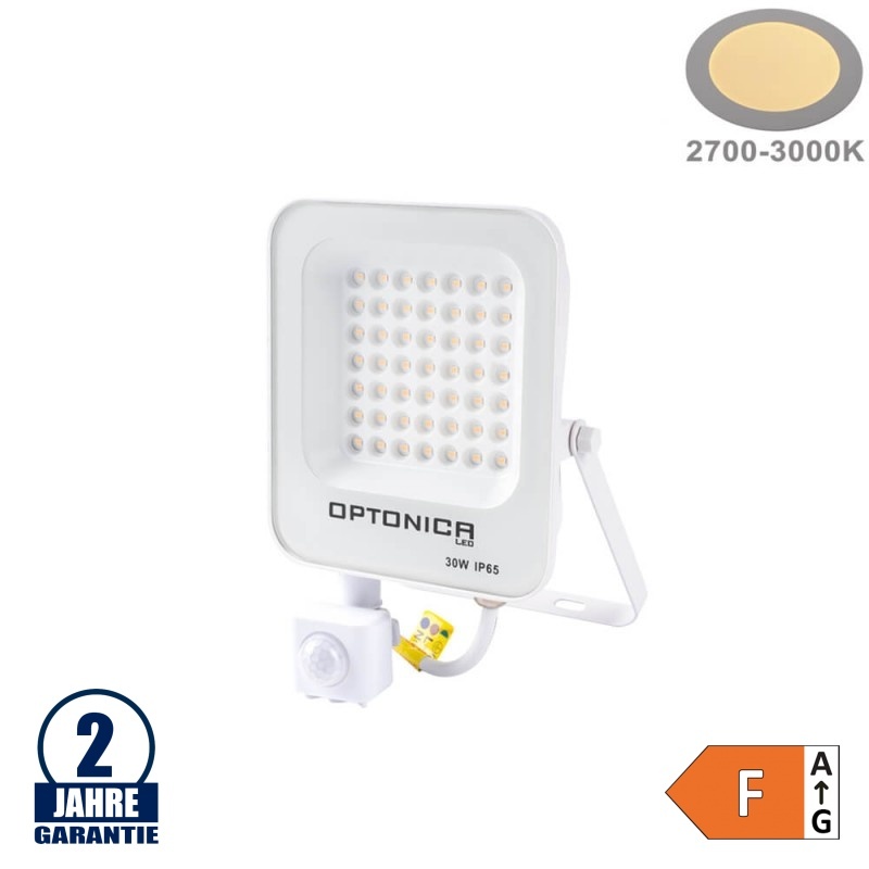 30W LED SMD Fluter weißes Gehäuse mit Bewegungsmelder Warmweiß