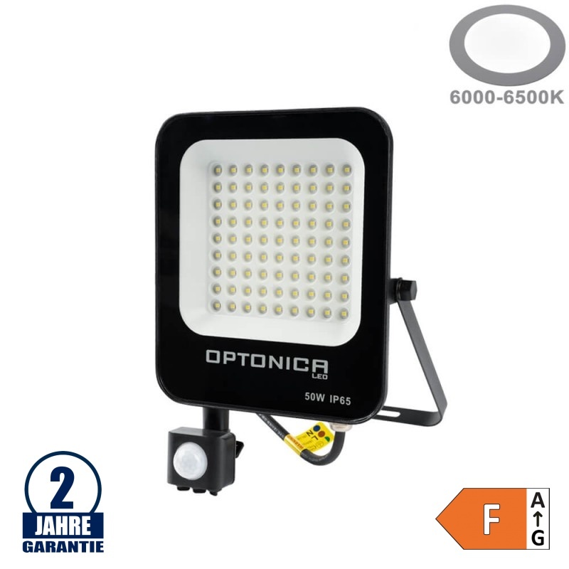 50W LED SMD Fluter schwarzes Gehäuse mit Bewegungsmelder Kaltweiß