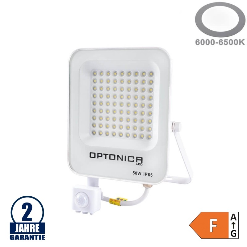 50W LED SMD Fluter weißes Gehäuse mit Bewegungsmelder Kaltweiß