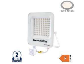 50W LED SMD Fluter weißes Gehäuse mit Bewegungsmelder Neutralweiß