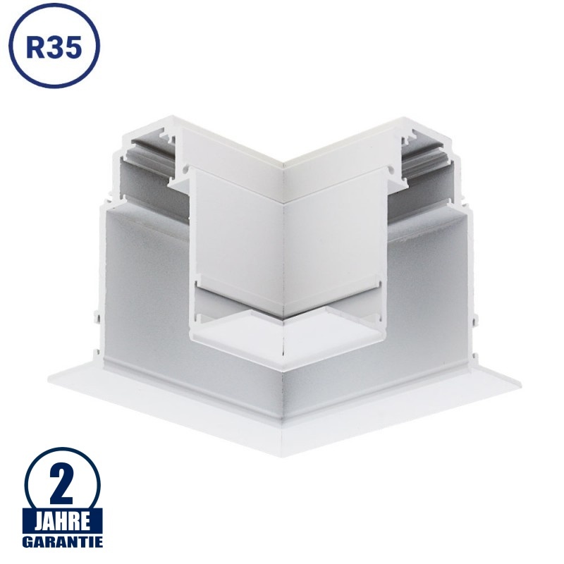 Eckstück R35 Einbau für 48V Stromschiene Magnetic Line Weiß
