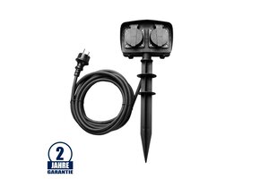 Erdspieß-Steckdose 2-fach 5m Kabel
