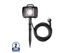 Erdspieß-Steckdose mit Zeitschaltuhr 2-fach 5m Kabel