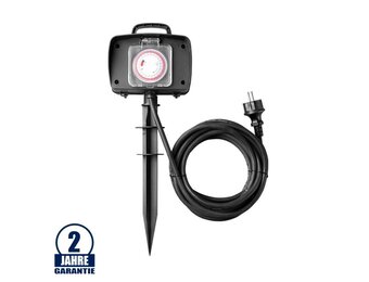 Erdspieß-Steckdose mit Zeitschaltuhr 2-fach 5m Kabel