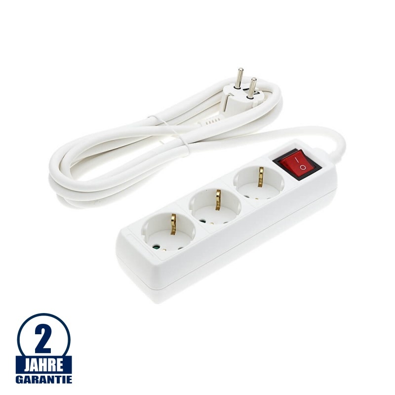 Steckdosenleiste 3-fach 3m Kabel 16A mit Schalter