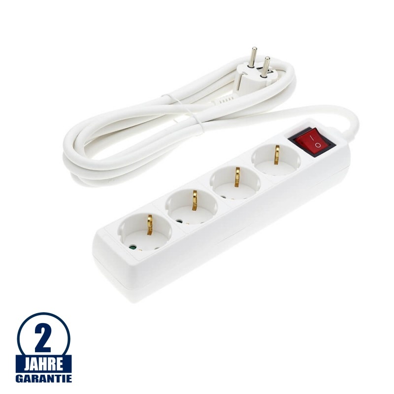 Steckdosenleiste 4-fach 3m Kabel 16A mit Schalter