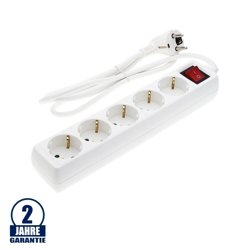 Steckdosenleiste 5-fach 1,5m Kabel 16A mit Schalter