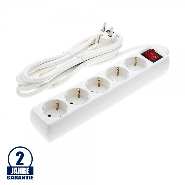 Steckdosenleiste 5-fach 3m Kabel 16A mit Schalter