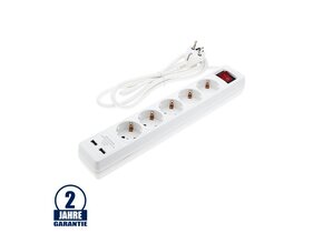 Steckdosenleiste 5-fach 1,5m Kabel 16A mit Schalter u. USB-Anschluss