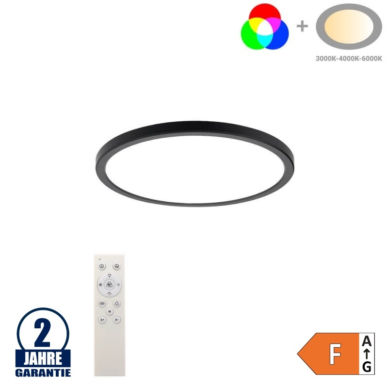 18W Deckenleuchte Schwarz RGB+CCT