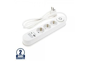 Steckdosenleiste PREMIUM 3-fach 3m Kabel 16A mit Schalter u. USB-Anschluss