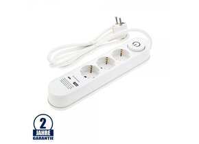 Steckdosenleiste PREMIUM 3-fach 3m Kabel 16A mit Schalter u. USB-Anschluss