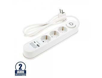 Steckdosenleiste PREMIUM 3-fach 3m Kabel 16A mit Schalter u. USB-Anschluss