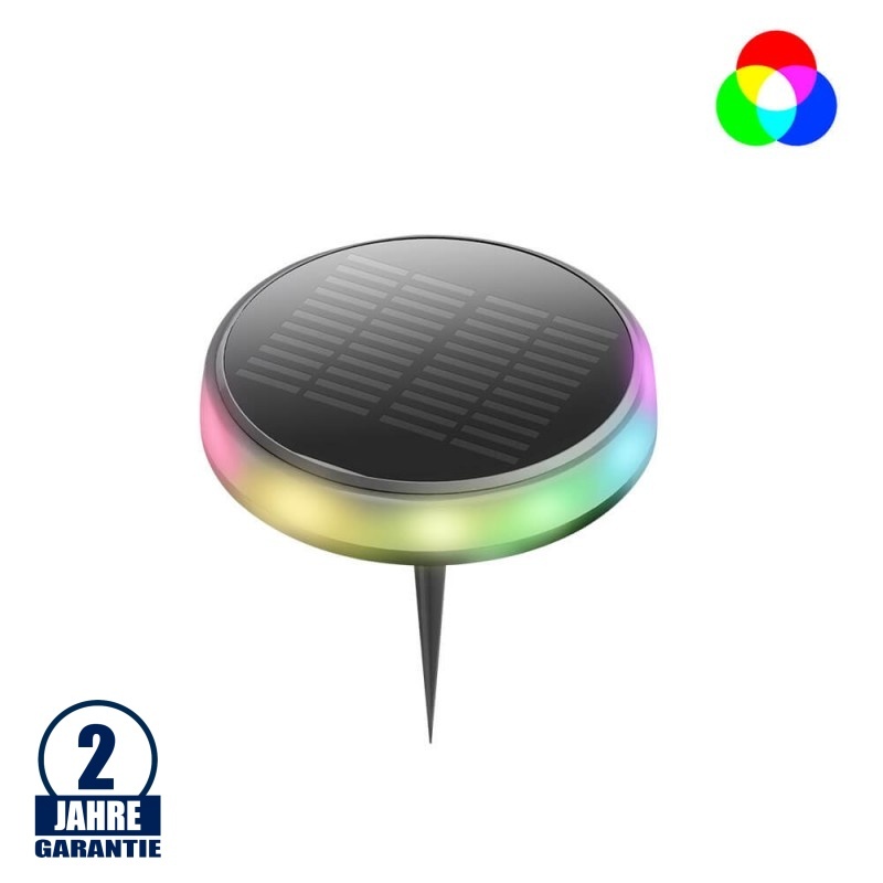 0,6W LED Solar Bodenleuchte mit Erdspieß RGB IP65