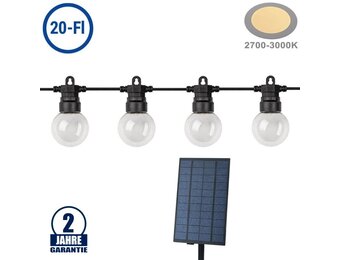 LED Solar-Lichterkette 20 Birnen klar 10m Warmweiß