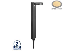 9W LED Solar Gehwegleuchte mit Erdspieß rund Warmweiß IP44