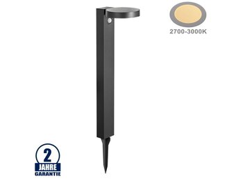 9W LED Solar Gehwegleuchte mit Erdspieß rund Warmweiß IP44